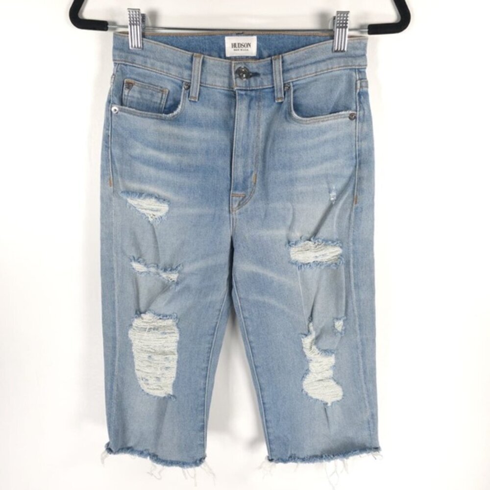 NWT HUDSON Made in USA 🇺🇸 ZOEEY HIGH RISE CUT OFF BOYFRIEND Jean Shorts Sz 25